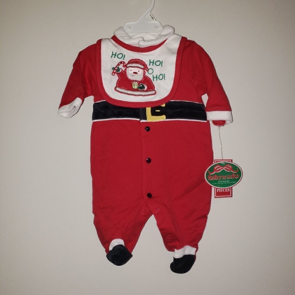BABYWORKS SANTA CHRISTMAS HOLIDAY FOOTIE SLEEPER SUIT